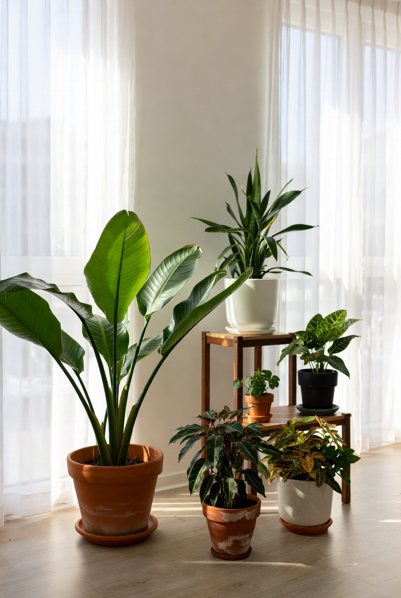 Beautiful indoor plants in modern home